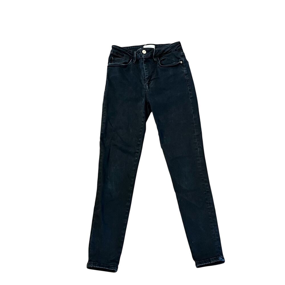 Frame Le One Skinny Jeans Black High Waist Chic Classic Quiet Luxury Women's 1